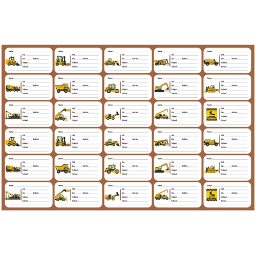 Construction Theme School Notebook Stickers